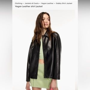 Aritzia vegan leather shirt jacket